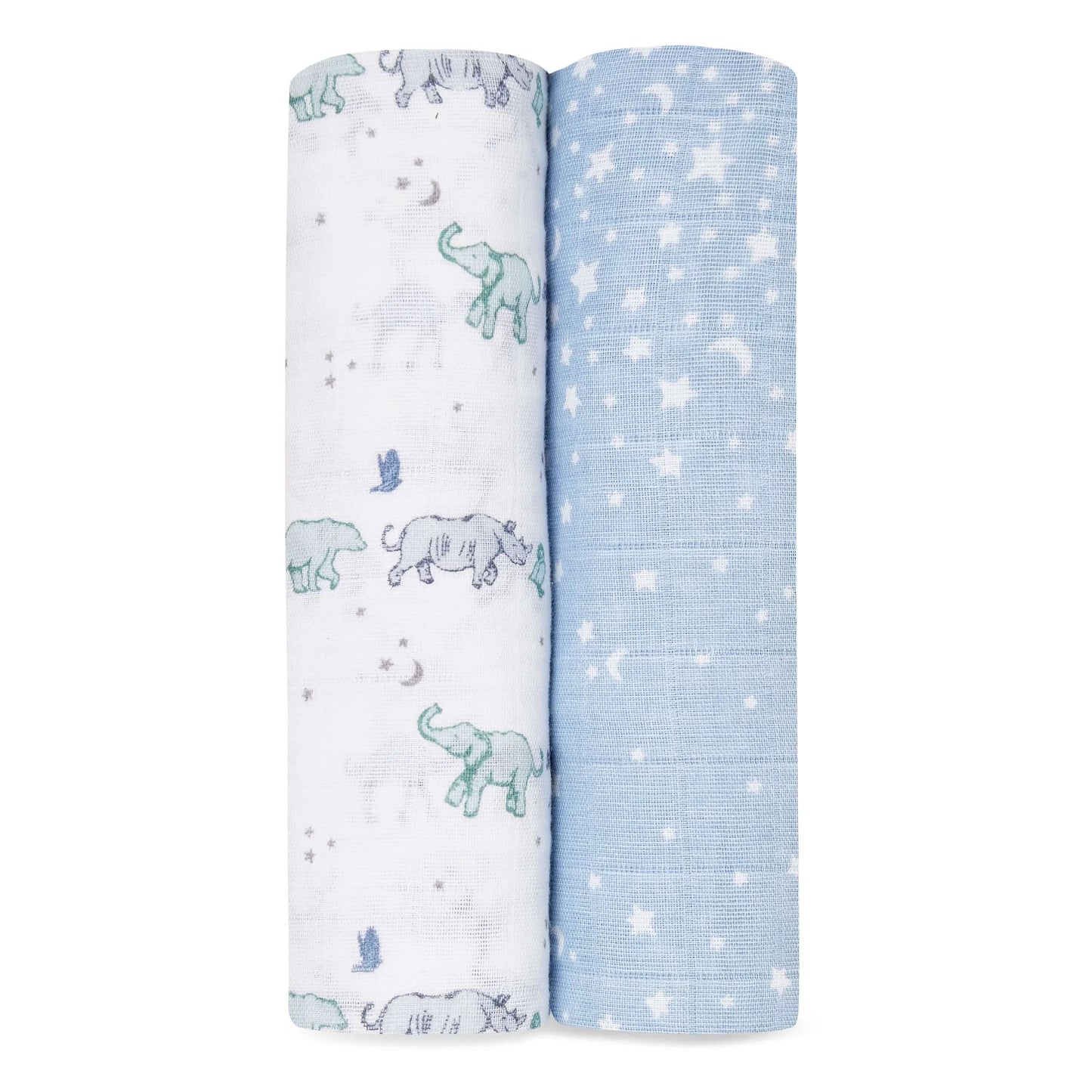 Pack of 2 aden  + anais breathable cotton muslin swaddles each measuring 120cm x 120cm.
