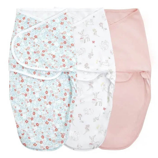 Pack of 3 aden _ anais Easy Wrap Swaddles. Adjustable hook and loop fasteners create a snug, womb-like feeling, preventing startle reflex. 