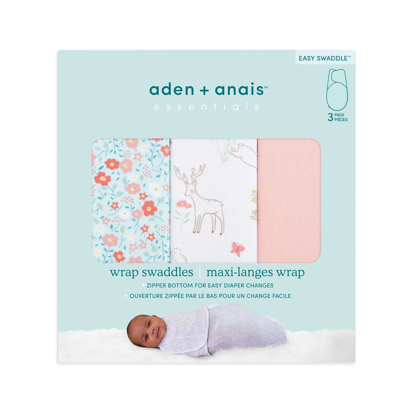aden + anais Essentials Wrap Swaddles - 3pk (Fairy Tale Flowers)