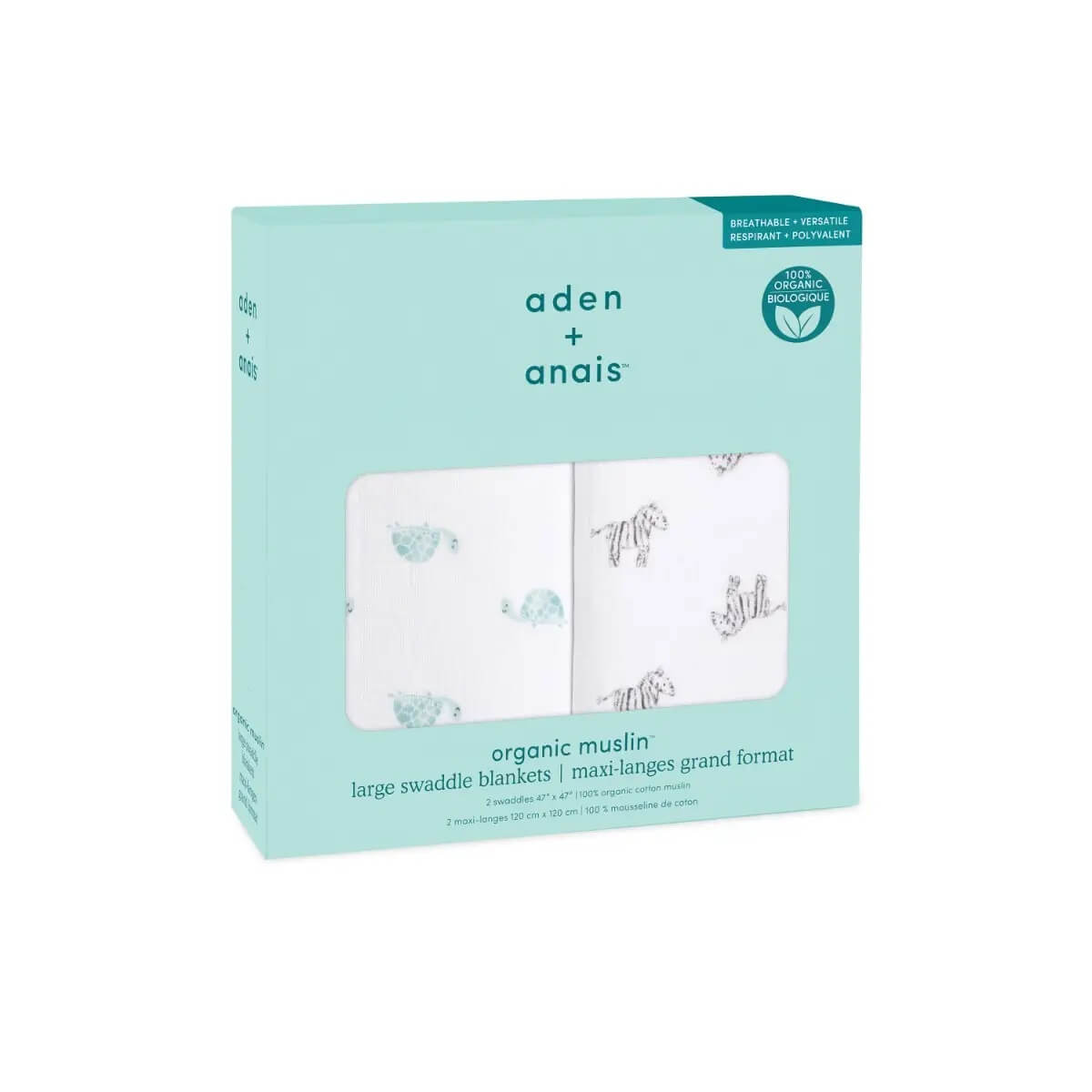 aden + anais Organic Cotton Swaddles - 2pk (Animal Kingdom)