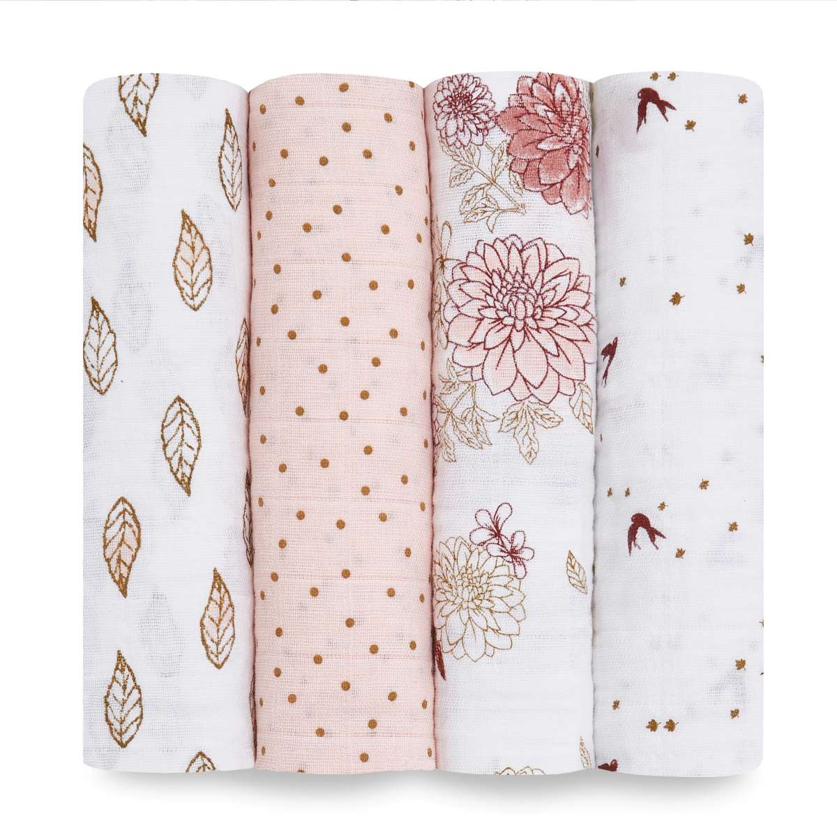 100% cotton muslin aden + anais baby swaddle blankets offer a combination of breathability, versatility, and softness. Pack of 4.  The fabric is pre-washed, ensuring that it is soft and gentle against a baby's delicate skin right from the start. 