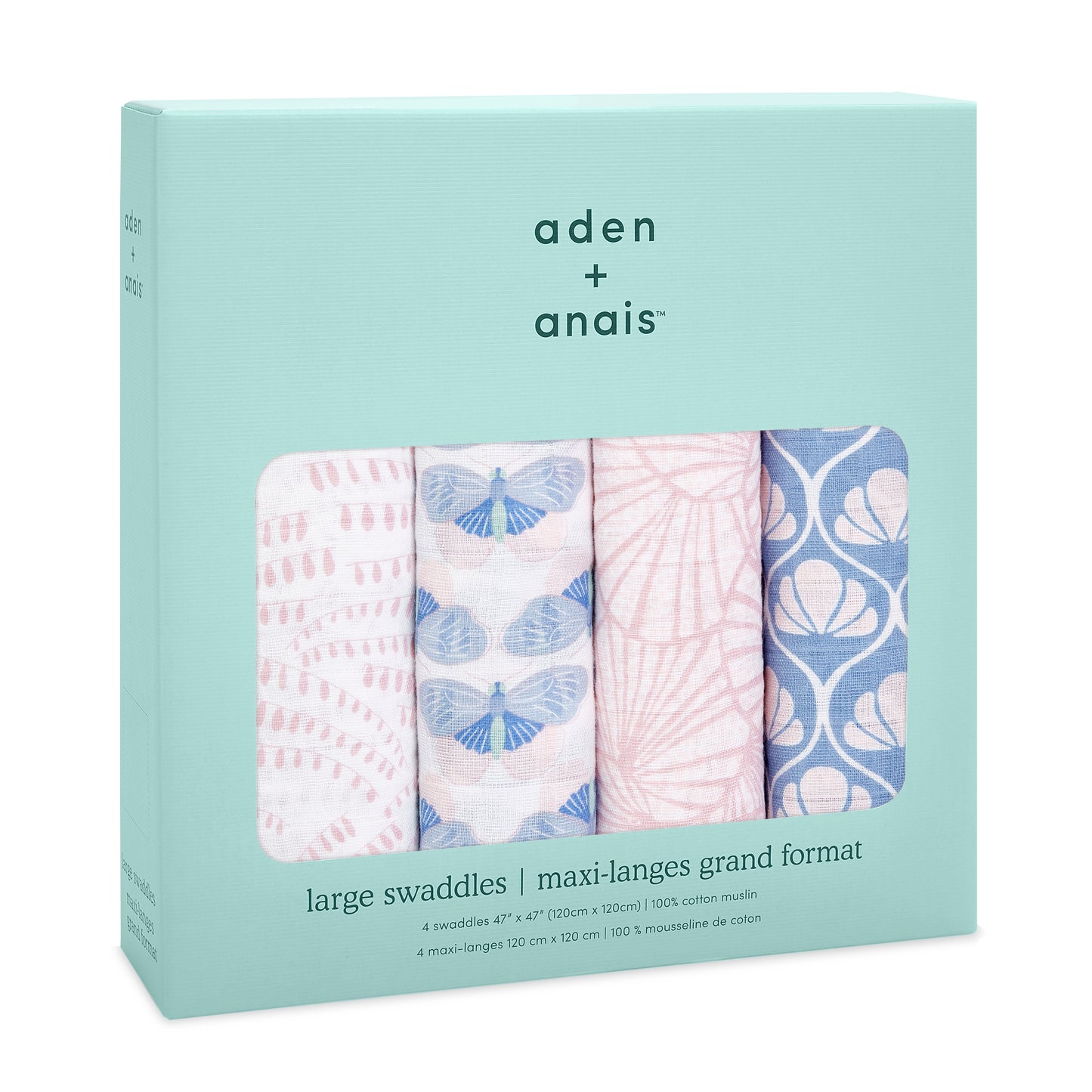 aden + anais Boutique Cotton Muslin Swaddles - 4pk (Deco)