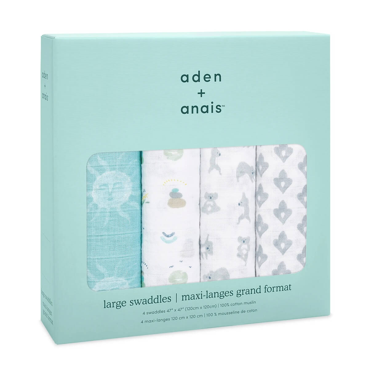 aden + anais Boutique Cotton Muslin Swaddles - 4pk (Now + Zen)