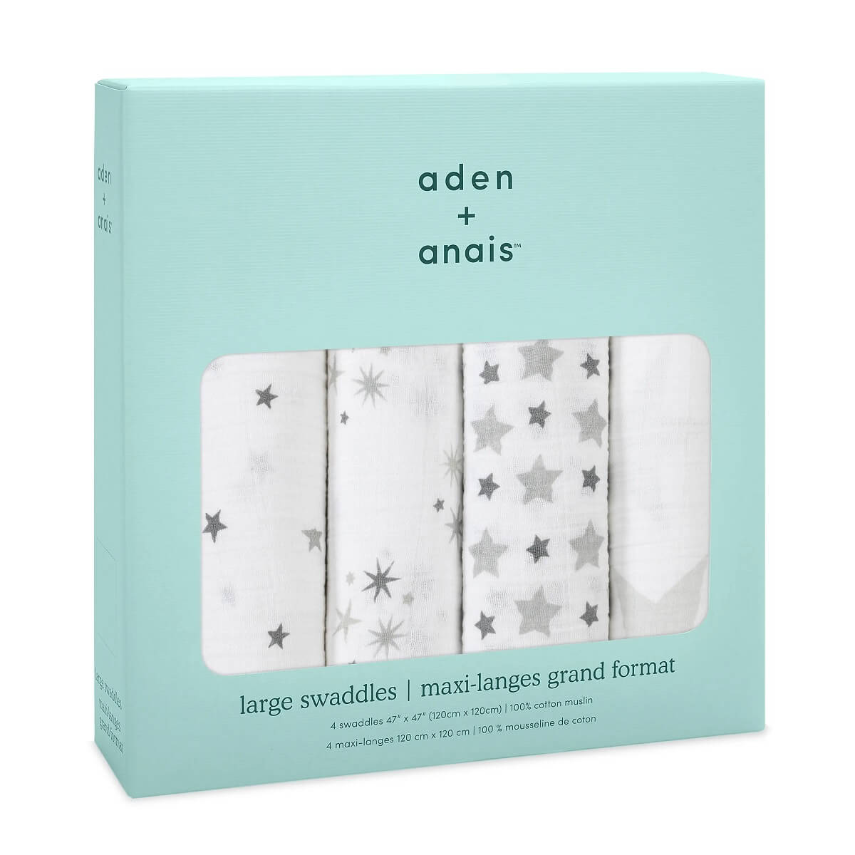 aden + anais Boutique Cotton Muslin Swaddles - 4pk (Twinkle)