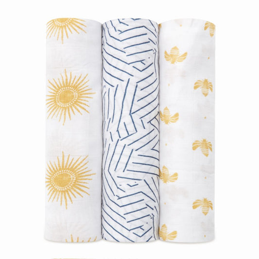 These aden + anais swaddles made from bamboo-infused viscose are designed to provide a luxurious feel. The bamboo infusion adds a silky texture to the fabric, making it incredibly smooth to the touch. This indulgent quality can enhance comfort for both babies.