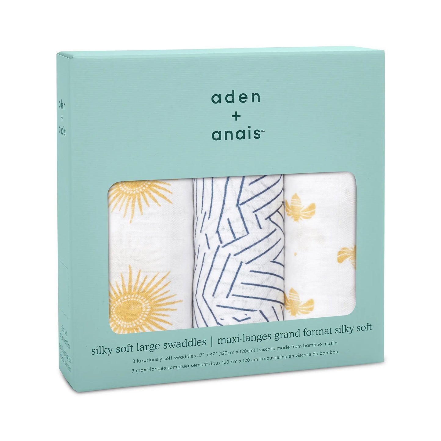 aden + anais Boutique Silky Soft Swaddle - 3pk (Golden Sun)