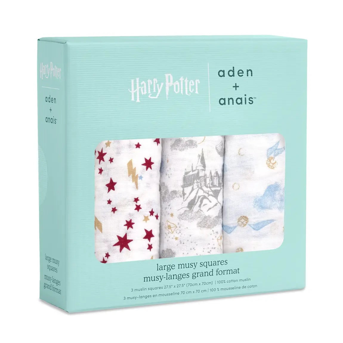aden + anais Boutique Cotton Muslin Squares - 3pk (Harry Potter™ Iconic)