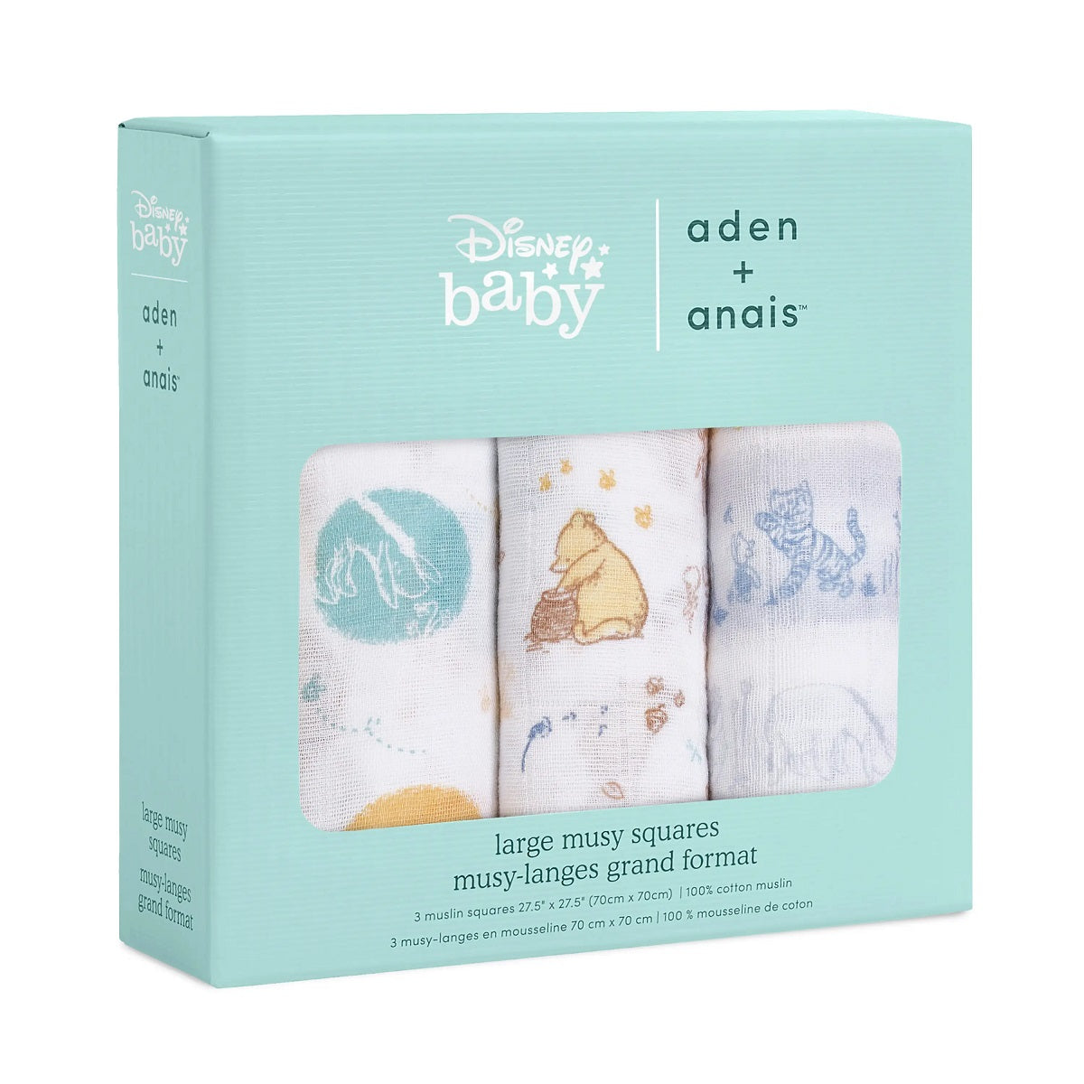 aden + anais Boutique Cotton Muslin Squares - 3pk (Winnie in the Woods)