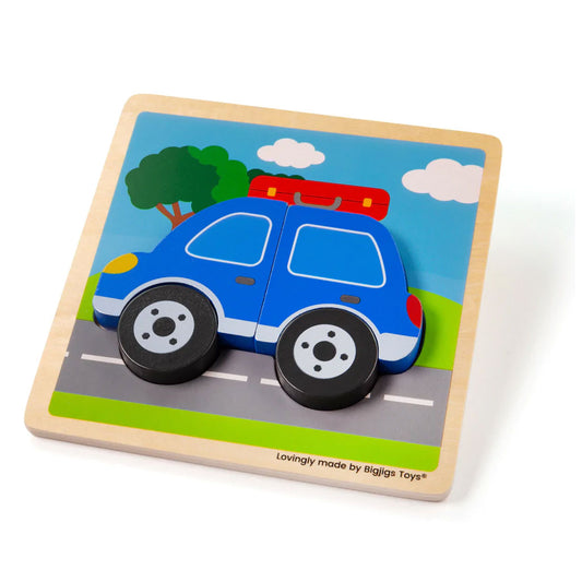 The perfect first wooden puzzle for tots, this BigJigs Chunky Lift-Out Car Puzzle has four chunky puzzle pieces that make a car. A great way for busy little hands to grasp, place and examine as well as learn about cars.