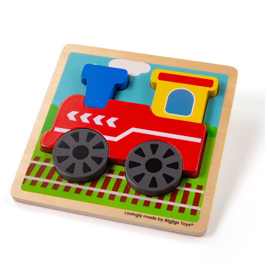 The perfect first wooden puzzle for tots,this BigJigs Chunky Lift-Out Train Puzzle has five chunky puzzle pieces that make a colourful train. A great way for busy little hands to grasp, place and examine as well as learn about trains.