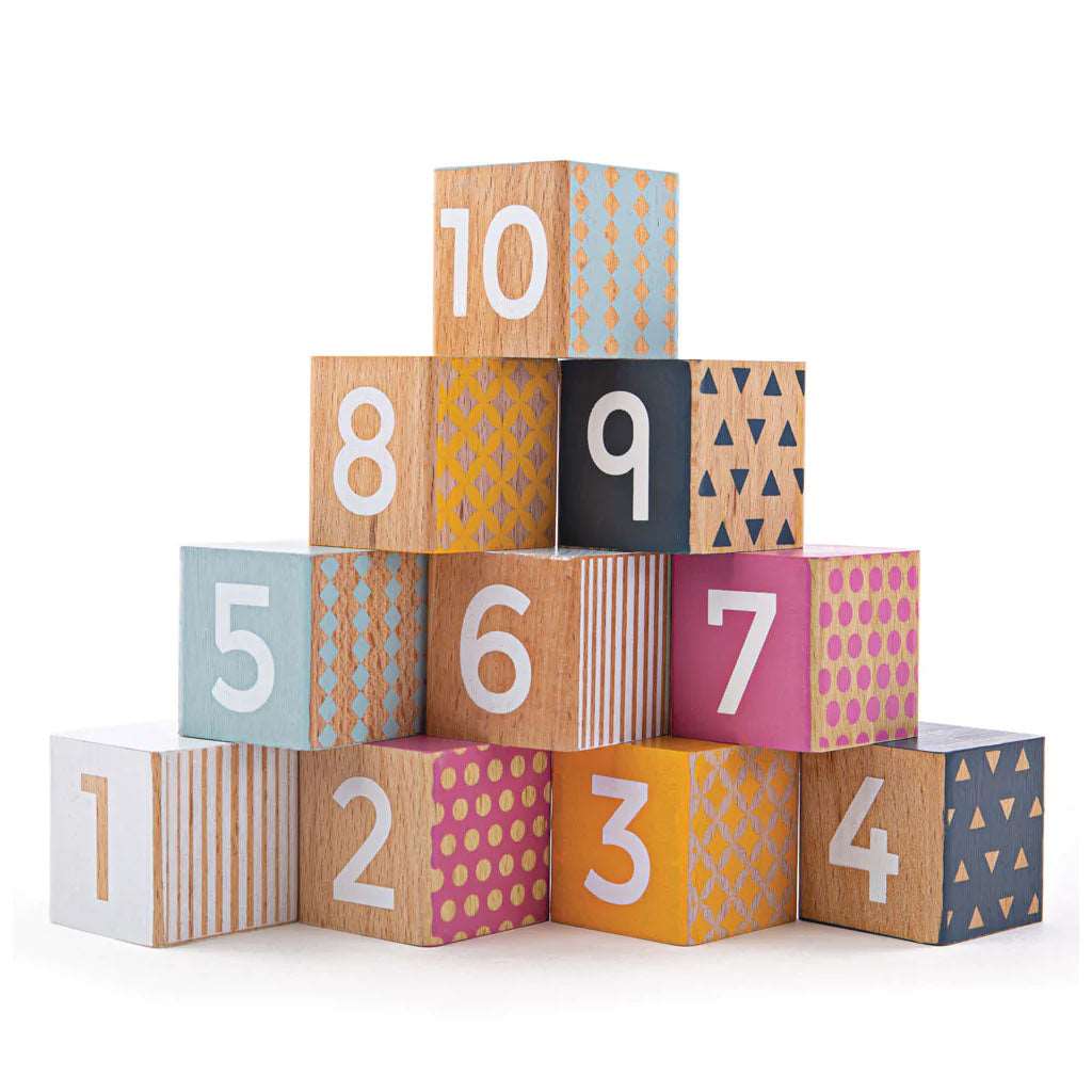 These lightweight and colourful number blocks have an array of bold shades and vibrant patterns on them to help make learning fun!