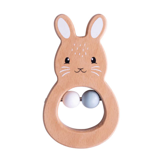 This premium quality wooden rattle comes with two moveable beads in its tummy as well as a friendly painted face to encourage sensory development. The grabbable chunky handle is great for little hands to explore and begin to develop their dexterity skills.
