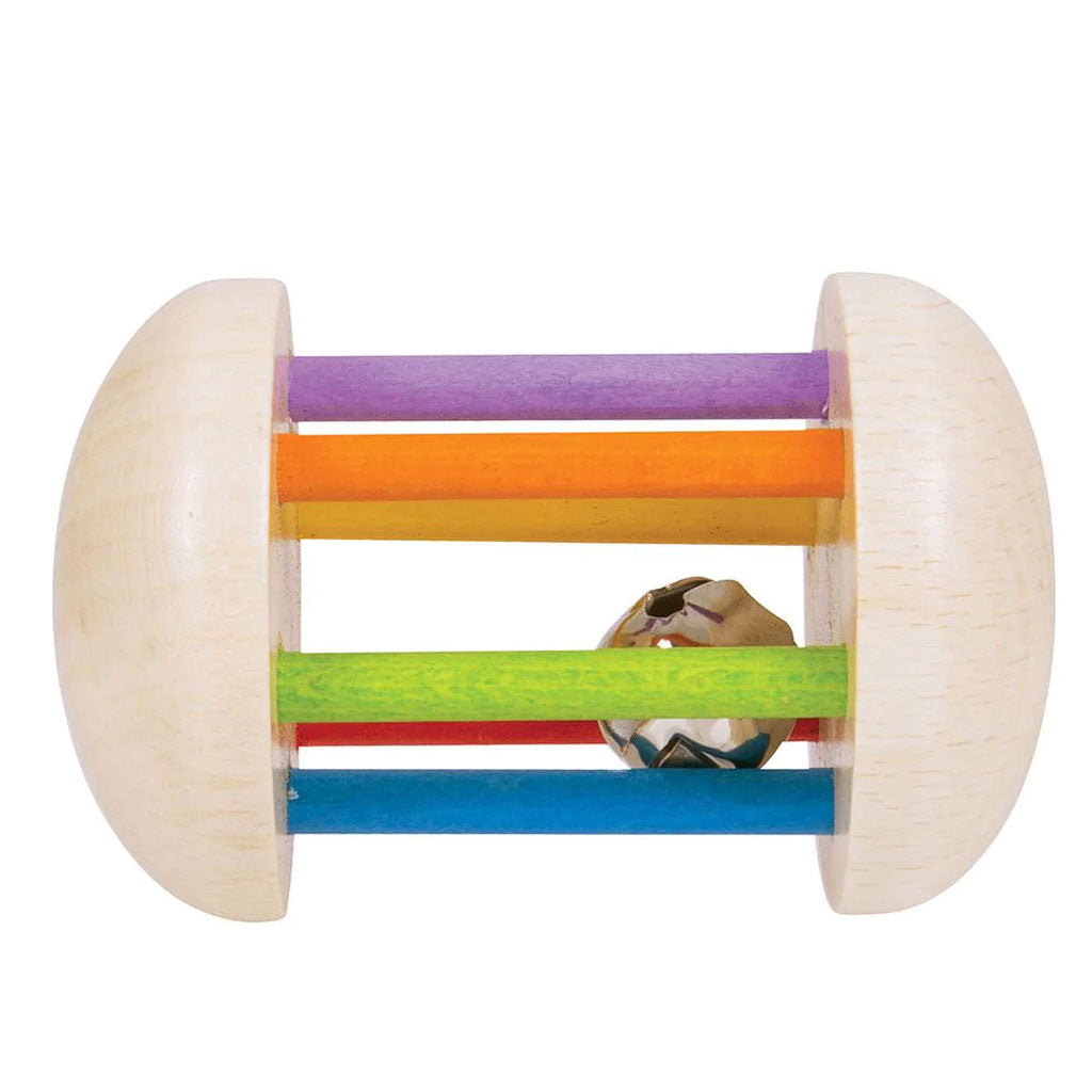 This rattle will delight your little one as the bell rolls around and rings out when the rattle is rolled or shaken.