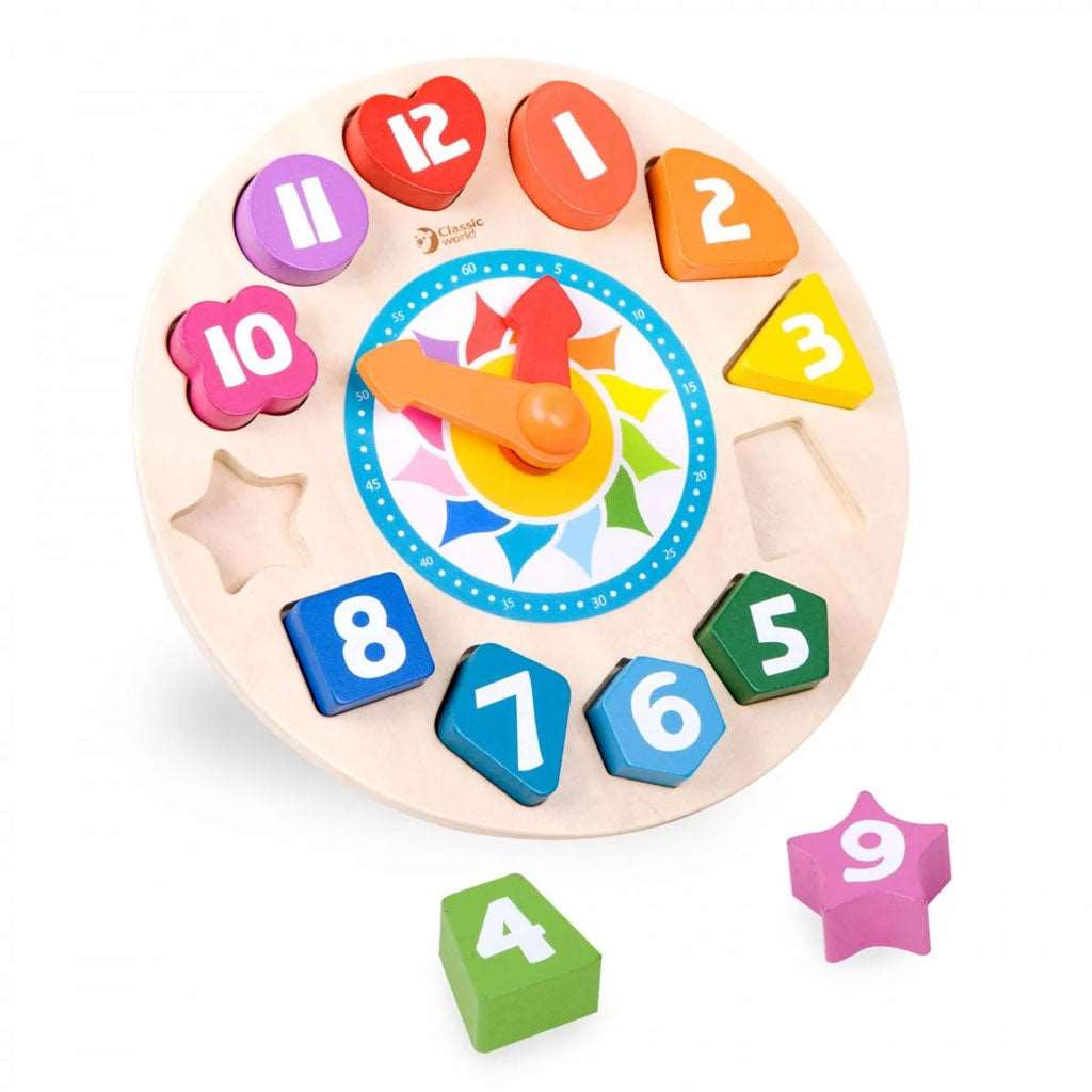 Learn colours, numbers, hours and minutes as they play with this multi-activity clock.