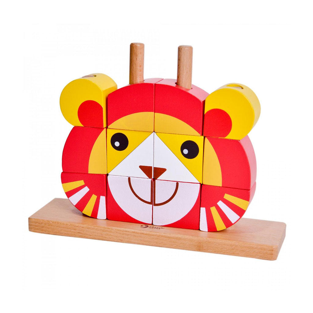 This lion blocks set is made from 14 wooden blocks that can be combined to build the lion.
