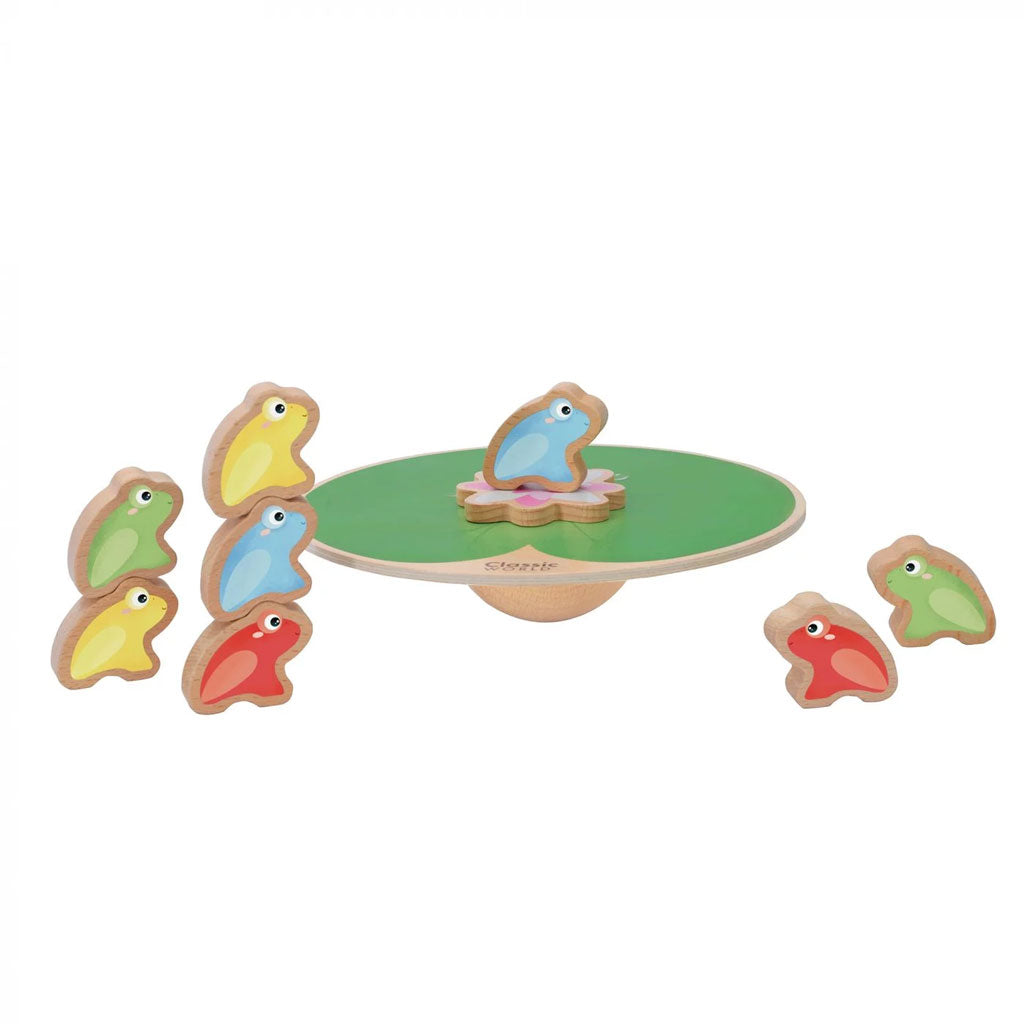 This colourful wooden balancing game will offer hours of fun for the entire family. Take turns adding the frogs to the water lily and see who can keep the most frogs balanced at the same time!