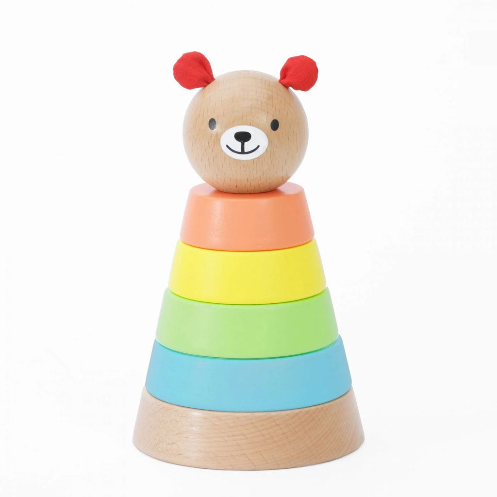 A beautiful traditional wooden stacking toy by Classic World. An adorable bear tower designed with four colourful and striking rings to stimulate little minds.