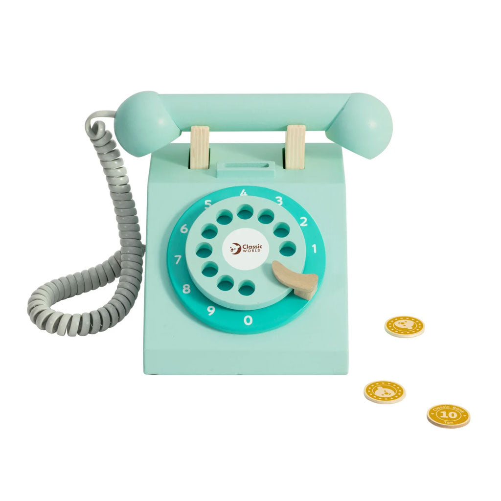 A vintage designed classic telephone toy might be a familiar sight for some and now your little ones can experience that endless potential of games to be played with this gorgeous wooden telephone