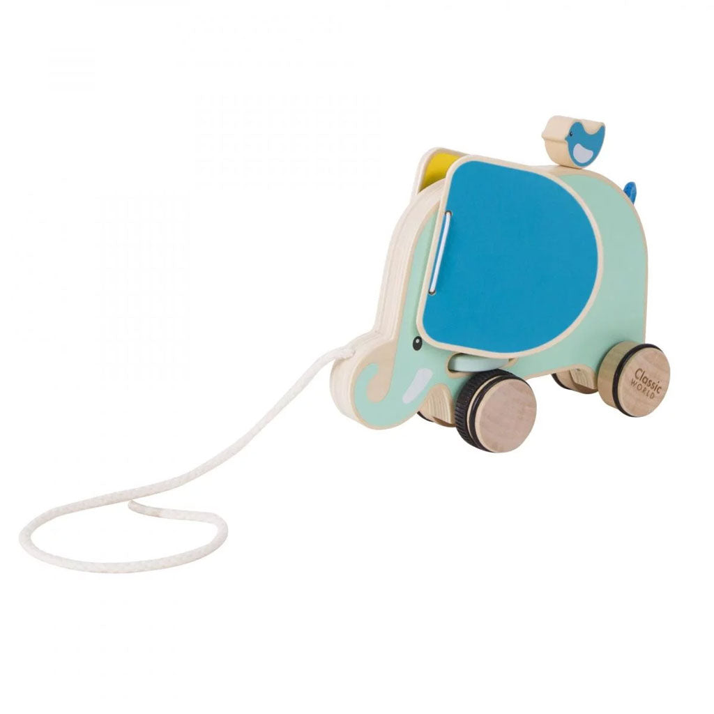 Make learning to walk fun for your little one with this cute pull elephant toy. As little one pulls along the elephant behind them, the ears will flap and make a noise stimulating different senses.