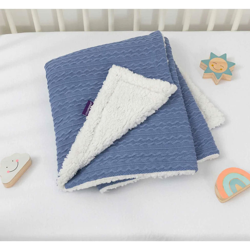 Clevamama Luxe Sherpa Baby Blanket (Blue)