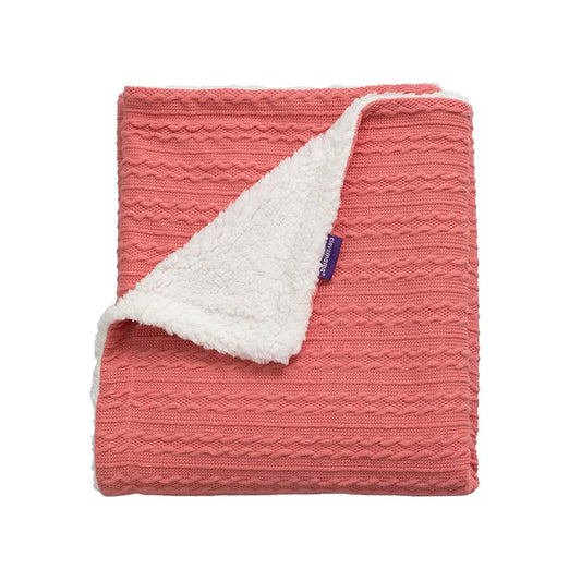 This Luxe Sherpa Baby Blanket by Clevamama features a cosy cable-knit baby blanket that reverses to a wonderfully plush, high-pile Sherpa lining that both you and your baby will love to cuddle. Ideal for outdoors, cooler days and cosy cuddles.