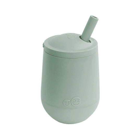 The EzPz Mini Cup + Straw Training System is designed to fit a toddler's mouth and hands, so they can learn to use a cup and handle a straw. Made from soft food grade silicone to protect developing teeth and gums. 