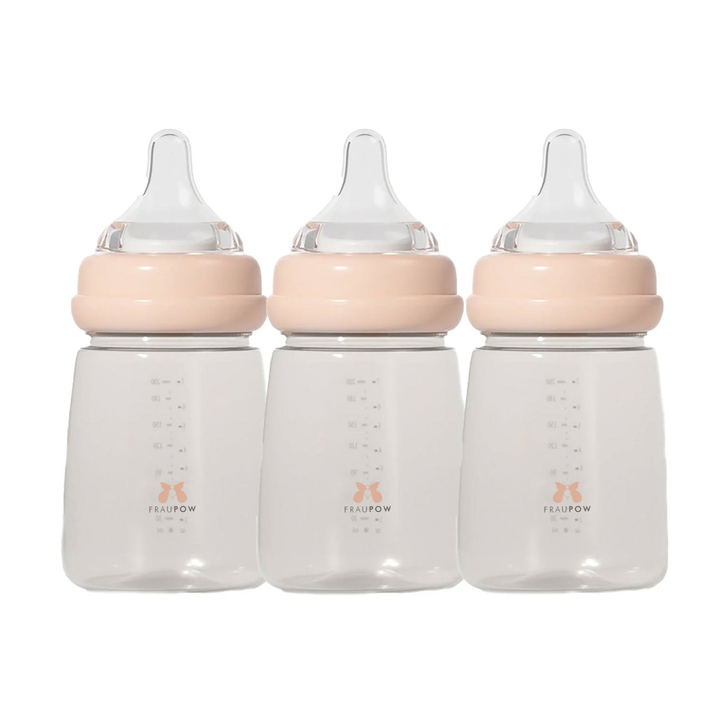 Large capacity pack of 3 milk storage & feeding bottles. Each bottle holds 200ml liquid and comes with either a feeding teat or secure lid;