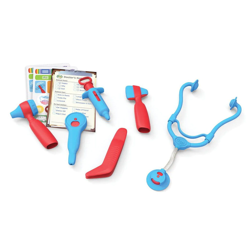 This delightful Doctor's Kit has everything young doctors need to nurse sick teddies and poorly dolls back to health. Use the 6 check-up tools to help the poorly patient, whilst making notes on the clipboard to determine what's wrong. Using the stethoscope little ones can listen to their patient's heart, check their temperature with the thermometer and even take a look in their ears with the otoscope.