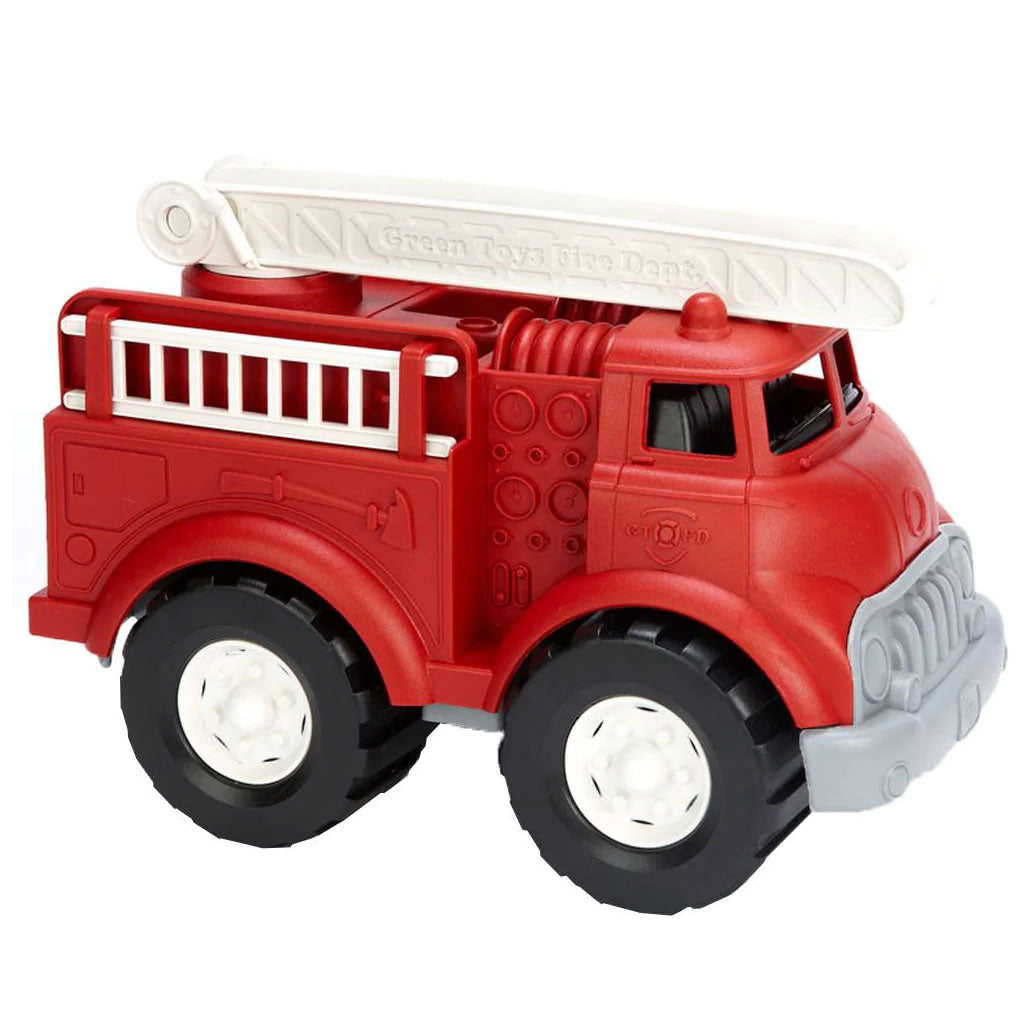 The Green Toys Fire Truck has no metal axles, so it's safe for both the earth and the Good Green Fun seekers who call it home. Sturdy roof ladder pivots vertically and rotates 360 degrees. Two removable side ladders.
