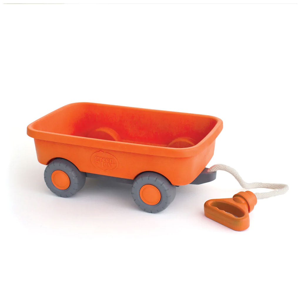 The Green Toys Wagon is sturdy and durable, and features a 100% cotton rope handle that easily tucks inside for convenient, safe storage. With chunky tyres and a low-set bed.