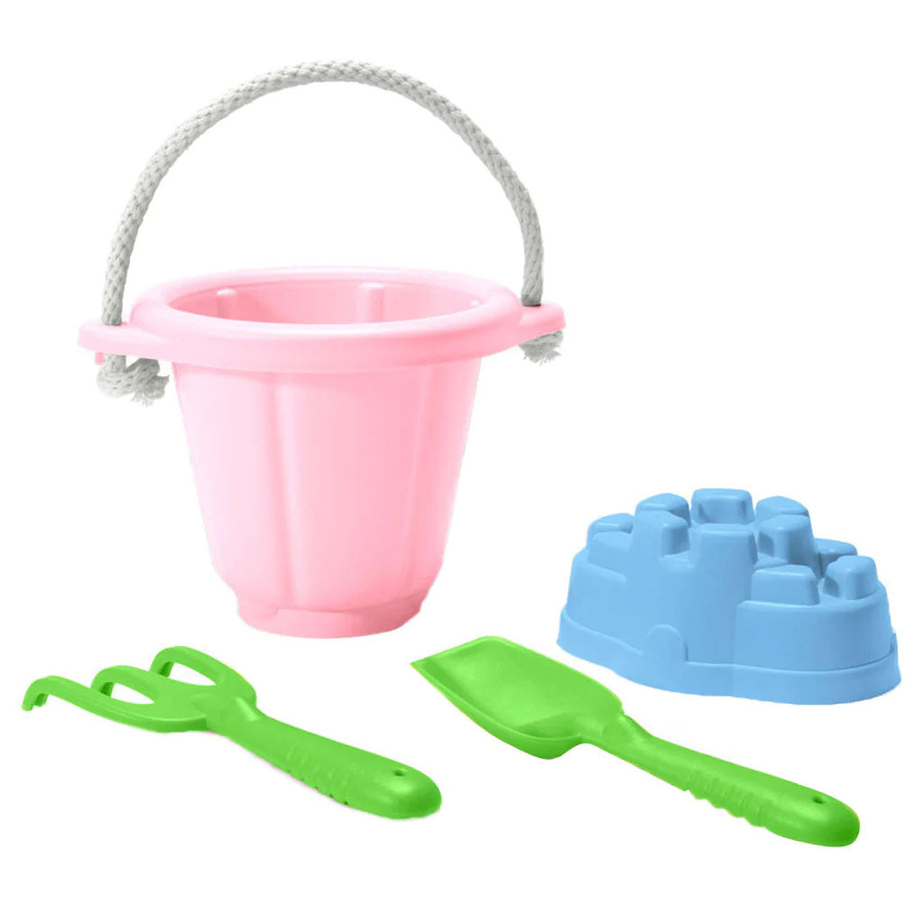 The bucket, spade, rake, and sandcastle mould are lightweight and are perfectly sized for little hands. The recycled material is extremely durable and can withstand years of sand and water fun