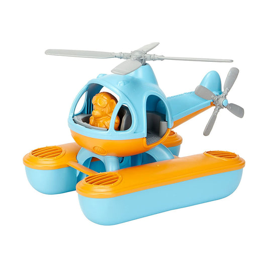 Green Toys Seacopter, featuring a large top rotor and additional tail rotor, the Seacopter also includes a pilot bear figure for the open-design cockpit. 