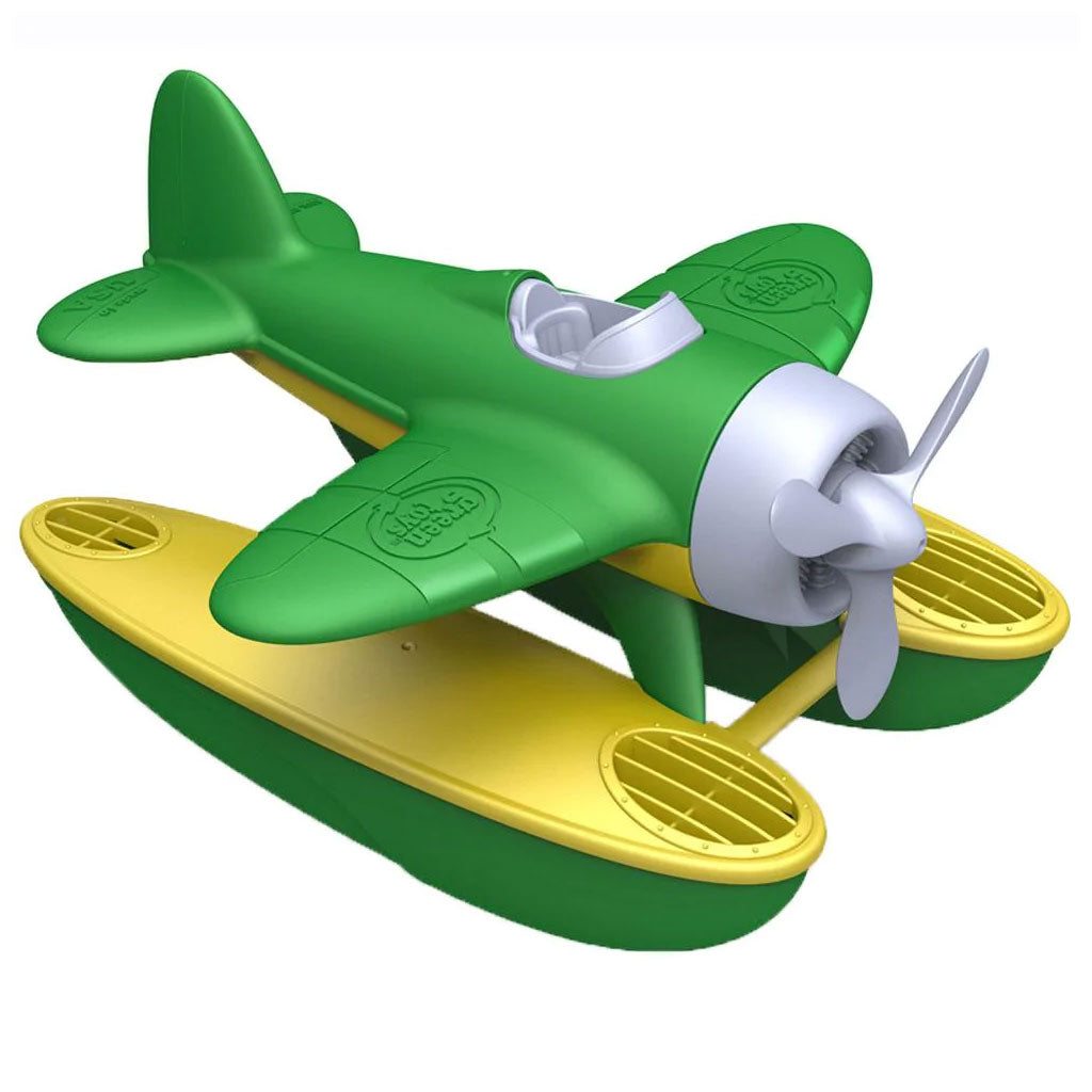 This sustainable yellow and green water toy features a spinning propeller and chunky oversized pontoons perfect for coasting into any port.