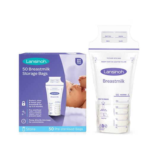 Pre-sterilised breast milk storage bags made from food safe polyethylene with gusseted bottom to allow for expansion.