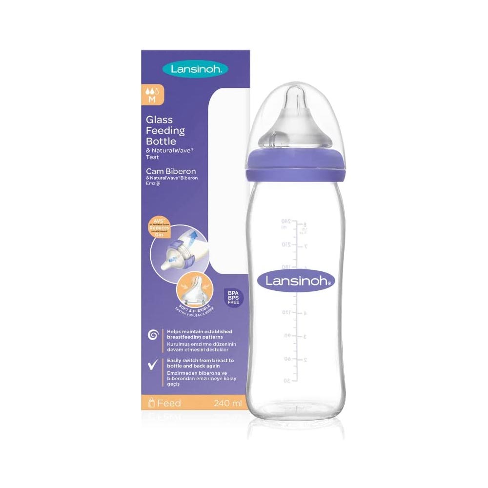 Lansinoh’s glass feeding bottle comes with a medium flow NaturalWave teat that is clinically proven to reduce nipple confusion. Made from premium heat and thermal shock-resistant glass, our baby bottle is scratch resistant, durable, and sustainable.