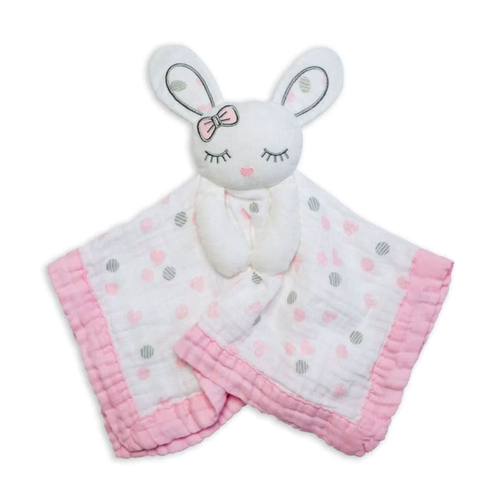 Babies and toddlers love this sweet combination of security blanket and toy. Made with soft muslin and so cuddly, your little one will want to take it everywhere.  Ultra soft and lightweight it is perfectly sized for little hands to grasp.