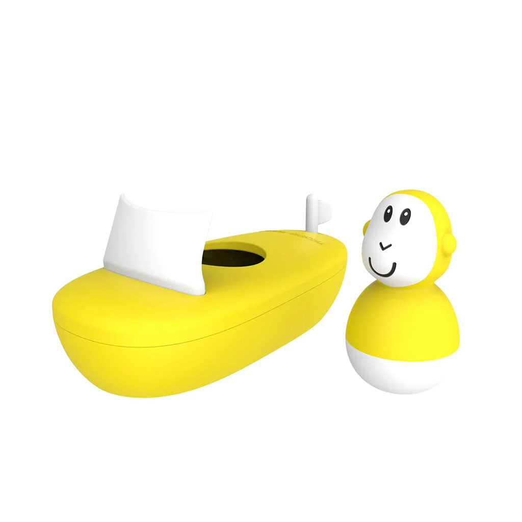 The Matchstick Monkey Bathtime Boat Set promises to provide endless bathtime fun. Soft to touch and ergonomically designed, the boat set is built to encourage early development, imaginative play and hone fine motor skills.