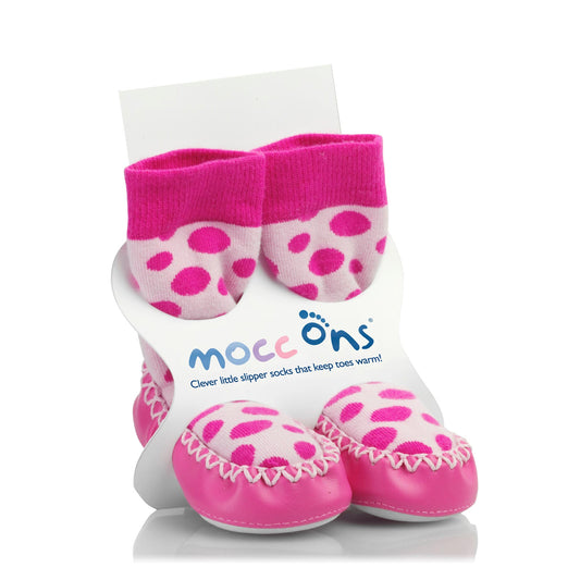 Mocc Ons Slipper Socks (Pink Spot)