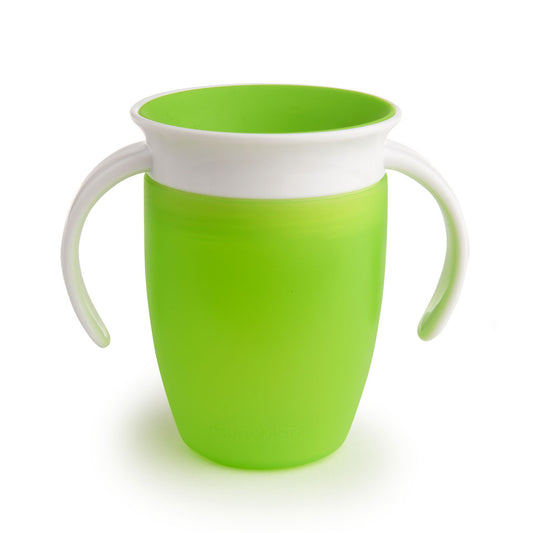 The first sippy cup invented with both parents and kids in mind, the Miracle® 360° Trainer Cup eliminates messes and supports kids’ dental health all at once. Drinking from anywhere around the rim, like a regular cup, helps support normal muscle development in a child’s mouth.