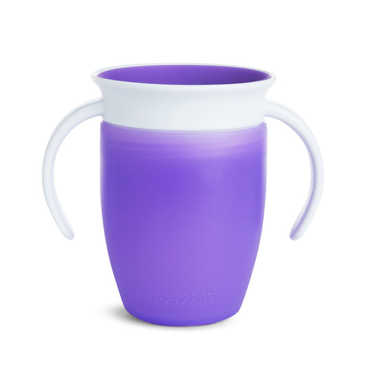 The first sippy cup invented with both parents and kids in mind, the Miracle® 360° Trainer Cup eliminates messes and supports kids’ dental health all at once. Drinking from anywhere around the rim, like a regular cup, helps support normal muscle development in a child’s mouth. 