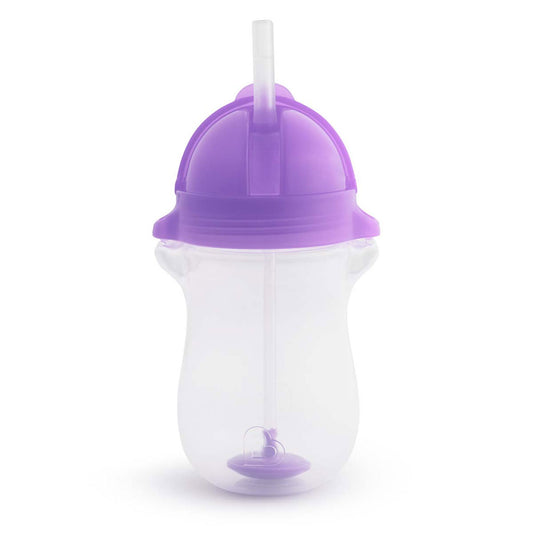 With this Munchkin weighted straw cup, your toddler can hold it like a bottle but drink from a straw. The weighted straw cup dispenses liquid from any angle. With the flip top lid and Click Lock™ functionality, this cup is also perfect for use on the go.