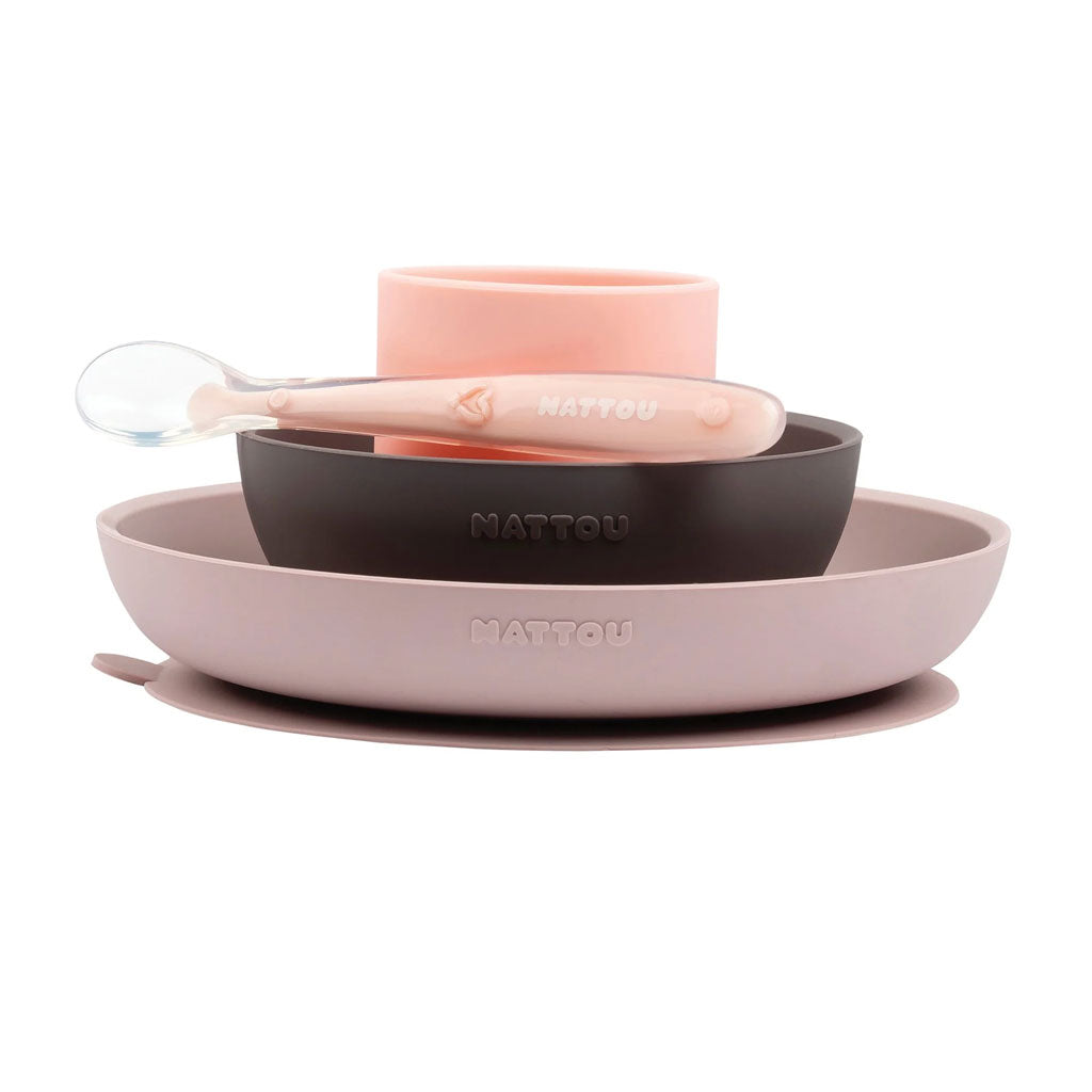 Nattou Silicone Tableware Set (Pink)