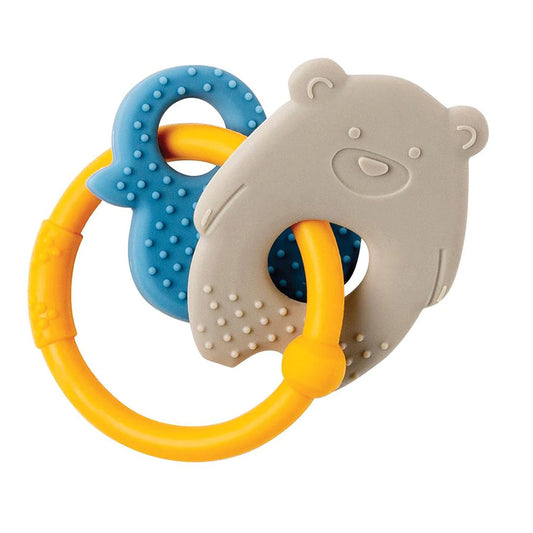 These stylish silicone teethers are the perfect, easy to grab companion for your baby. These colourful, sensory teethers are designed to develop your little ones senses whilst helping relieve the pain of those first teeth poking through.  With lots of different textures, materials, colours and shapes, there’s lots to keep baby entertained whilst chomping.