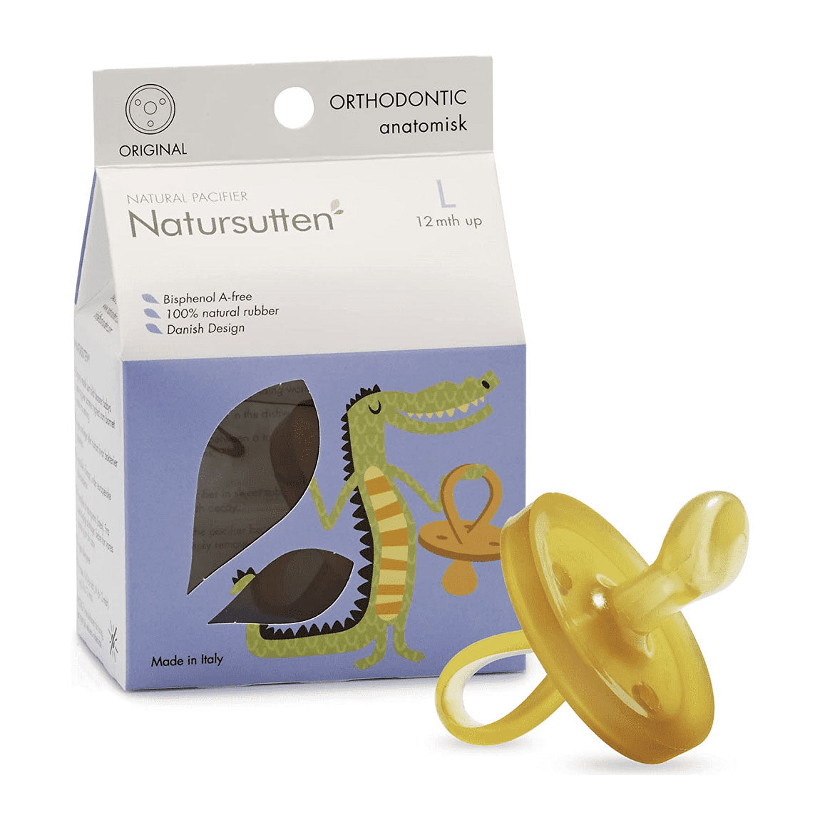 Made from pure, all-natural latex rubber from the Hevea Brasiliense tree, Natursutten pacifiers are softer than silicone and are extremely hygienic because they are molded in one piece