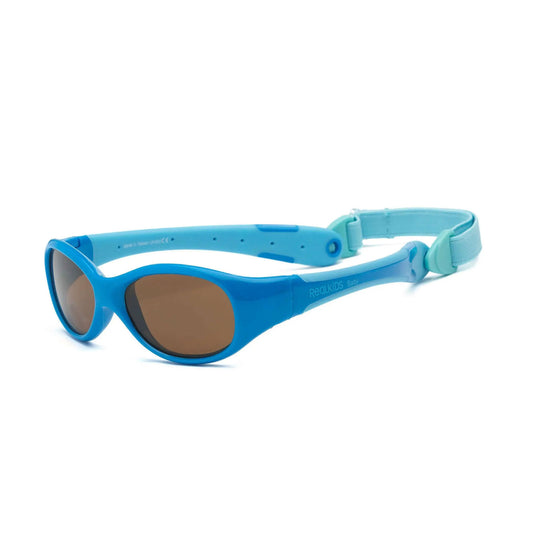 Real Shades Explorer Sunglasses for babies and young children. Unbreakable, 100% UVA UVB Protection. Features a wraparound frame that is perfect for minimising peripheral light.