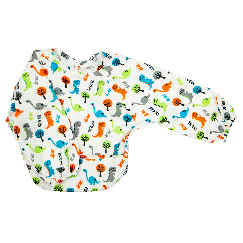 The Silly Billyz Wipe Clean long sleeved bib means you can simply wipe the coated front section of the bib down after every meal and wash it as necessary.