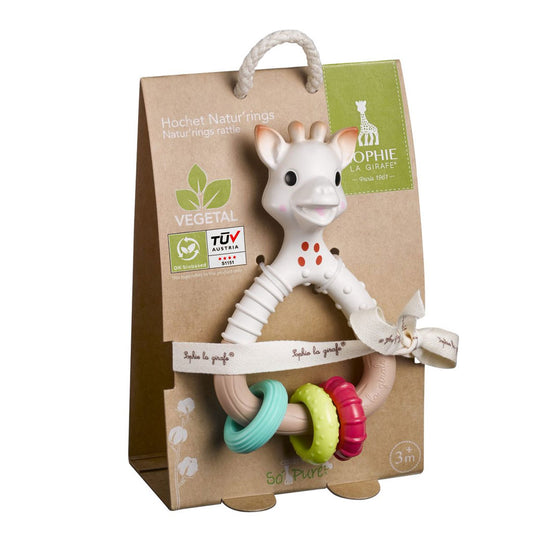 Made from 100% natural rubber, produced from the latex of the Hevea Tree, and decorated with food-grade paint, you can be sure that this teether is safe for your little one. This lightweight and ergonomic teether toy is easy for little hands to grab and handle.