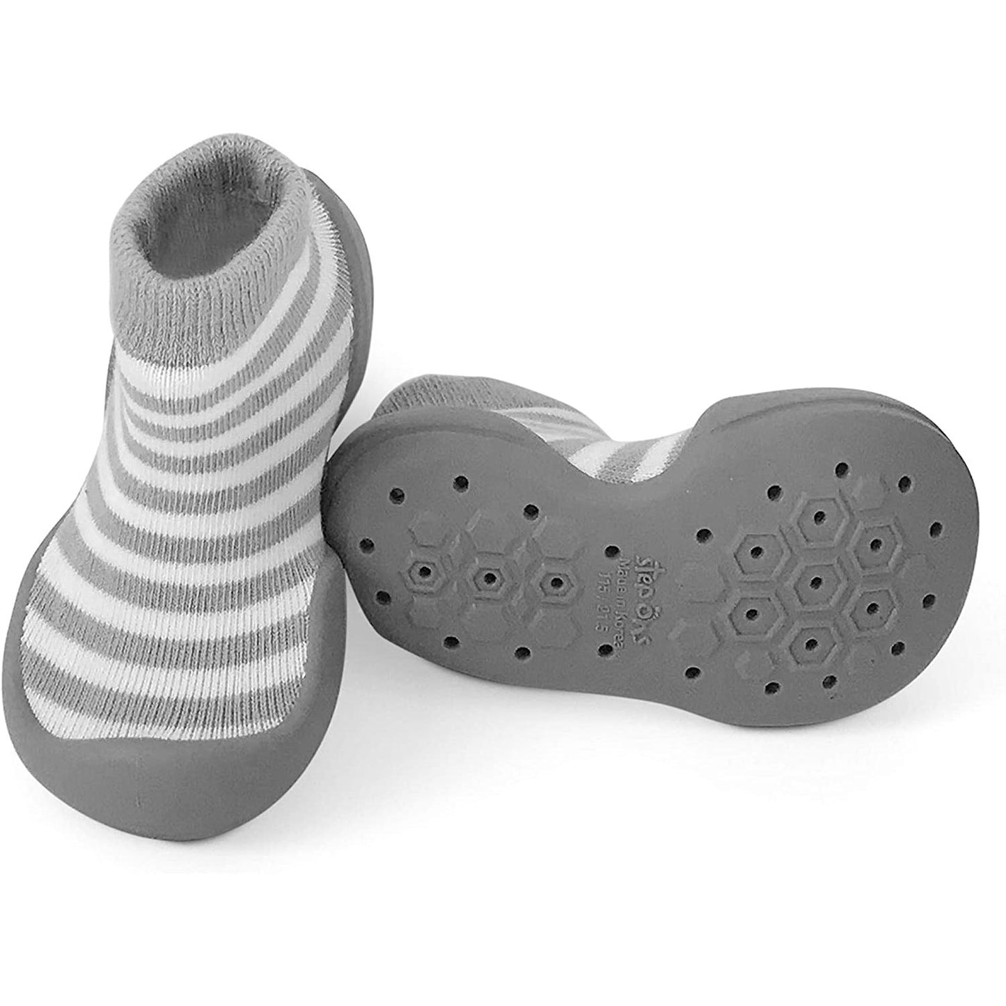 Step Ons Baby Sock Shoe (Grey Stripe)