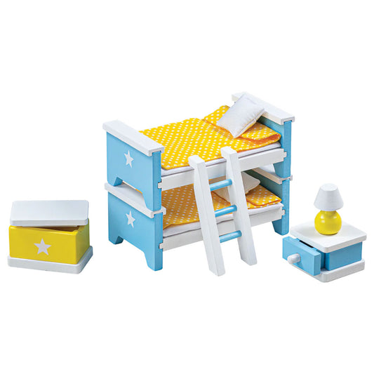 Beautifully constructed from beech wood, this bedroom doll's house furniture set has everything your child needs to create a bedroom for tired doll children to retreat to after a busy day of play!