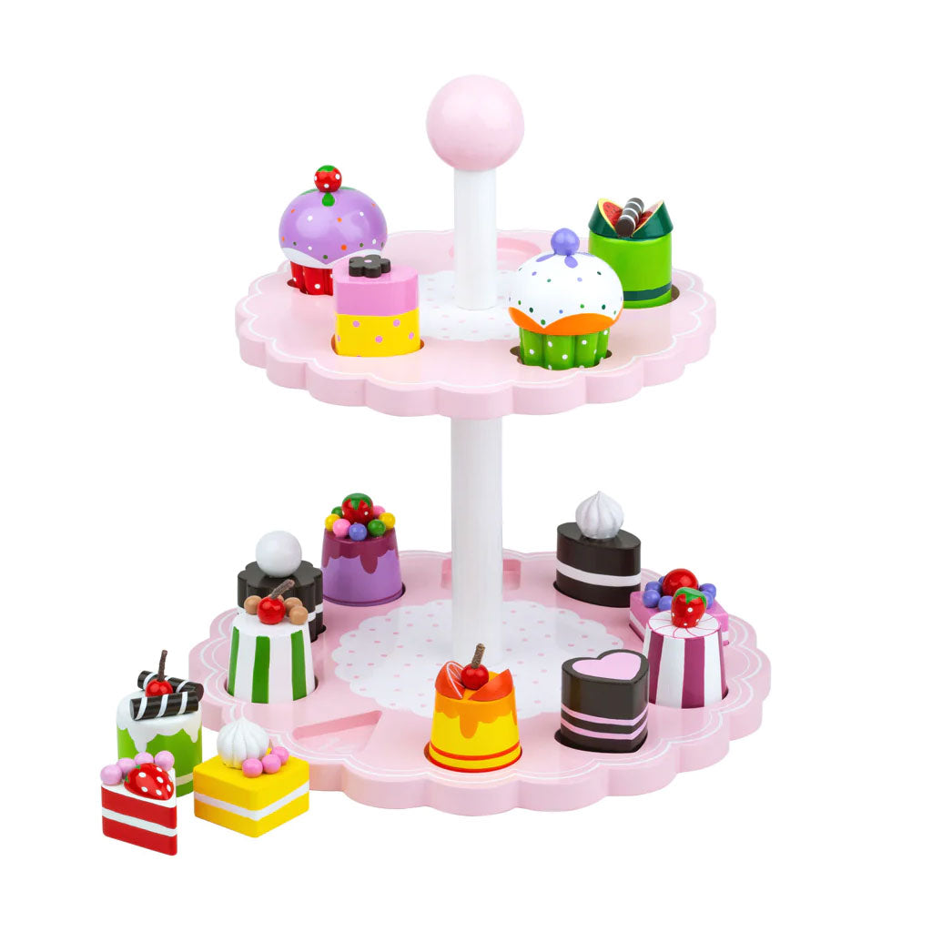 Turning playtime into a fun learning experience, each toy food cake is uniquely shaped, leaving little ones with the task of matching them back to their correctly shaped slot on the stand - a great way to develop shape recognition.